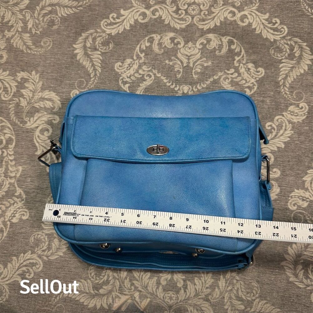 Vintage Samsonite Silhouette Blue Travel Shoulder Bag w/ Compartments - Picture 5 of 7